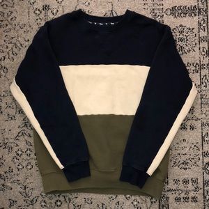 Tna Navy Blue, White, and Green Crewneck Sweatshirt